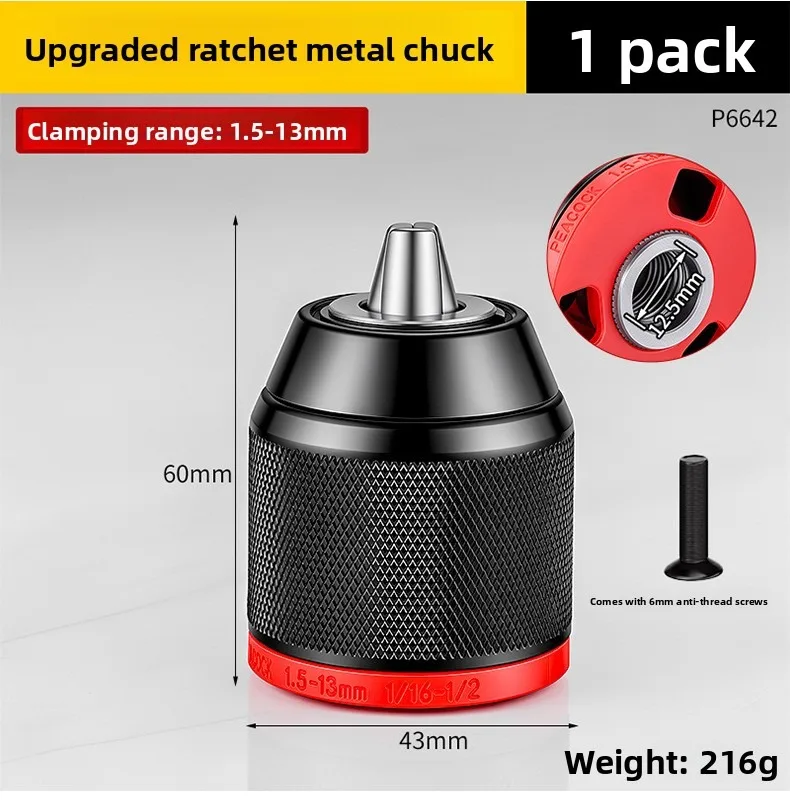 1 Stück Metall-Bohrfutter ohne Schlüssel, 0,8–10 mm, 1,5–13 mm, 3-Backen-Ratschen-Bohrfutter mit Selbstverriegelung, für Elektro-Handbohrmaschinen, Akku-Bohrmaschinen und Lithium-Bohrmaschinen. – Detail 7