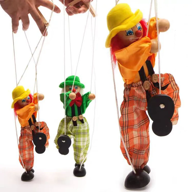 

Wooden Marionette Puppets Pull String Puppet Clown Doll Birthday Christmas Gifts Theater Puppetry Party Favors For Kids Adults