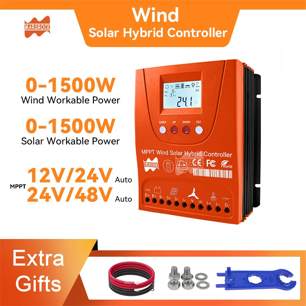 2000W 2400W 3000W Hybrid Wind Solar Power System Charge Controller 12V 24V 48V MPPT Wind Solar Charging Regulator With Bluetooth