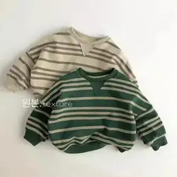 Autumn New Children Casual Striped Sweatshirt Baby Long Sleeve O-neck Tops Boys Girls Loose Sweatshirt Kids Pullover Clothes