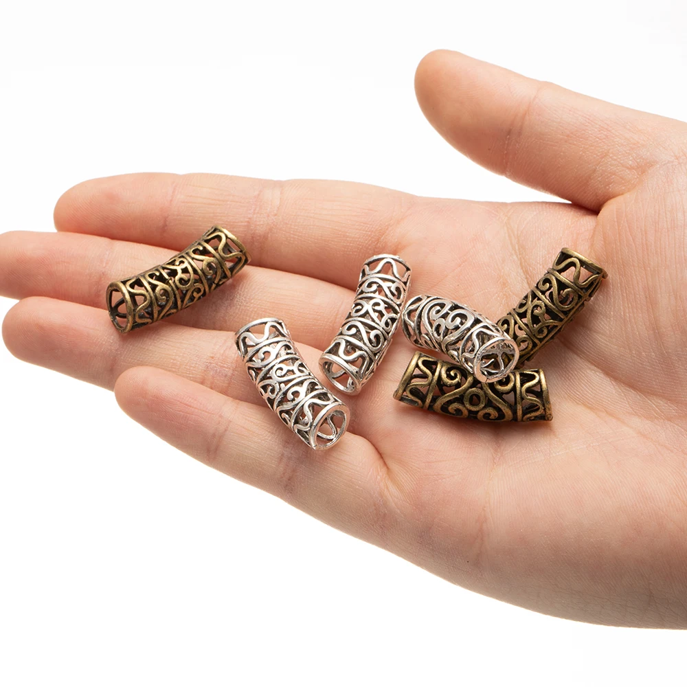 10pcs/Lot Metal Hollow Curved Tube Loose Spacer Beads for DIY Bracelets Necklaces Jewelry Making Decoration Accessories Crafts