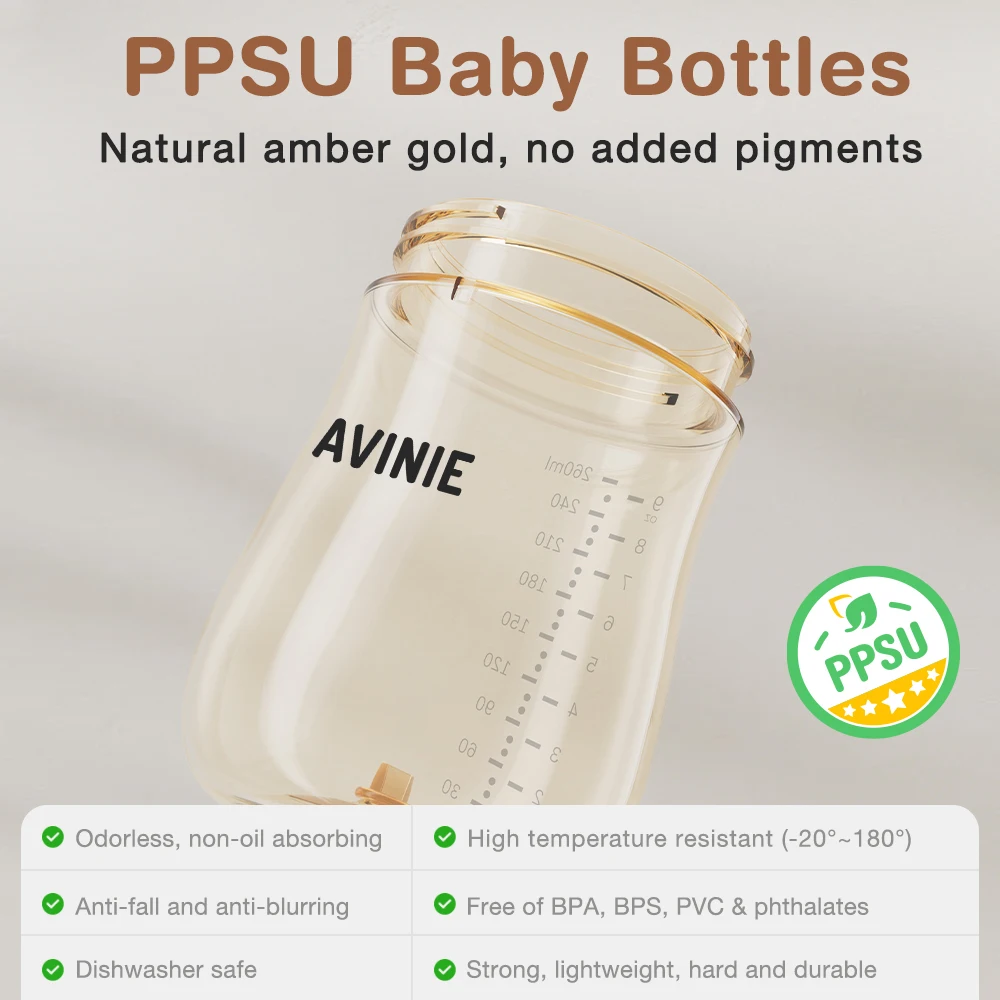 AVINIE Baby Bottles Anti-Choke Germany PPSU material Feeding Bottle Wide Caliber Imitation Breast Infant Nursing Bottle BPA Free