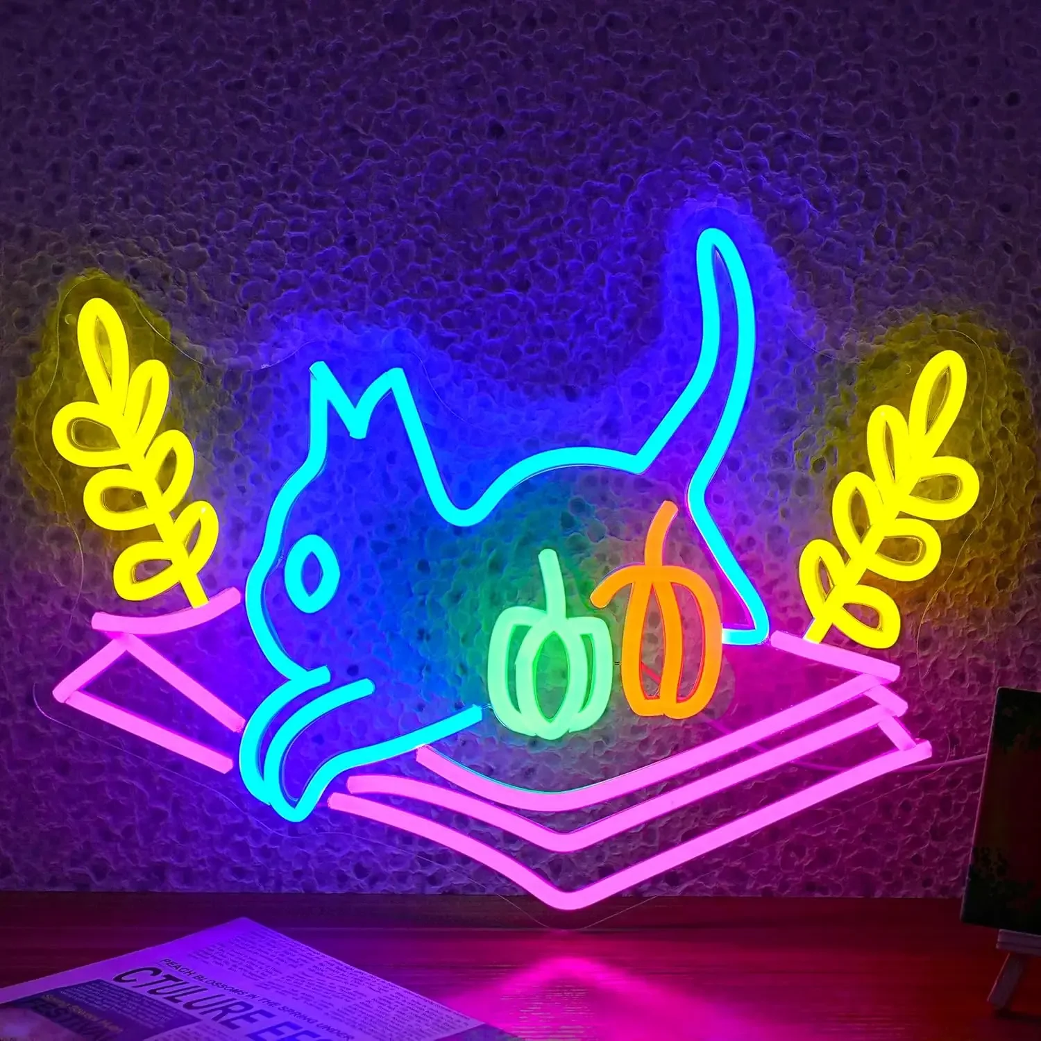 

Cat Book Neon Sign USB LED Light Up Sign Cartoon Animal Neon Light for Bookstore Bedroom Store Wedding Classroom Decor