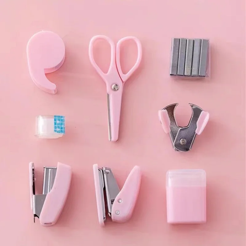 Imagem -03 - Mini Office Supply Kits Grupo Inclui Mini Grampeador Tesoura Removedor de Grampos Grampos Tape Dispenser Scrapbook Tool Box Pcs