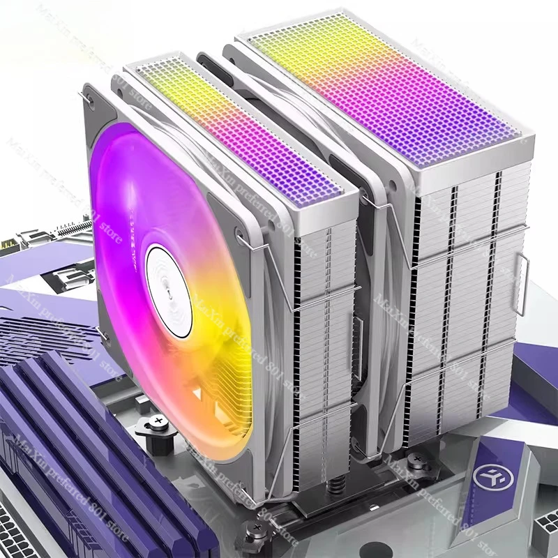 

JF500Ruby Кулер для процессора с двумя башнями и 5 тепловыми трубками, двойной вентилятор оперативной памяти — дружелюбный охлаждающий вентилятор для настольного компьютера AMD 15-го поколения, игровой ПК своими руками