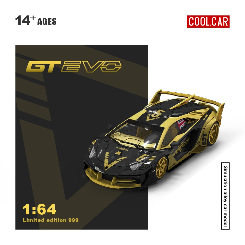 

*Pre-order*Cool Car 1:64 GTEVO V5 Black Gold Painted Simulation Alloy Car Model for Collection&Display&Gift