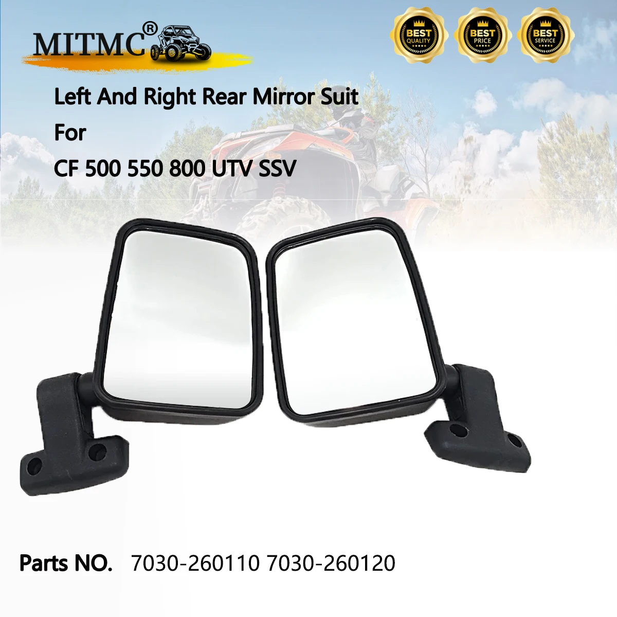 Left And Right Rear Mirror Suit For HISUN 500 UTV CF 550 800 Z8  UTV SSV 7030-260110 7030-260120 2PCS 1PAIR QUAD GO KART