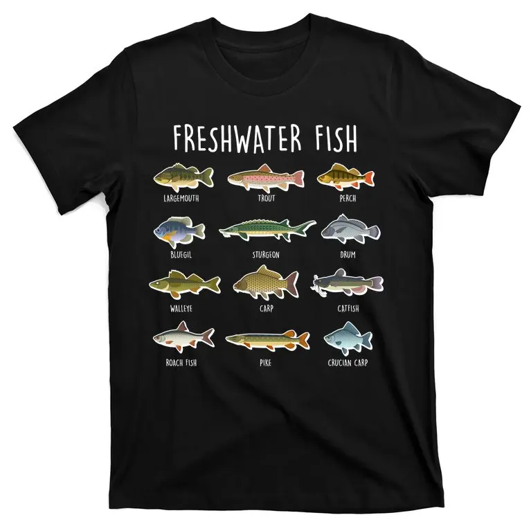 Freshwater Fish Lake Fishing Anglers Gift T-Shirt 100% Cotton O-Neck Summer Short Sleeve Casual Mens T-shirt Size S-3XL