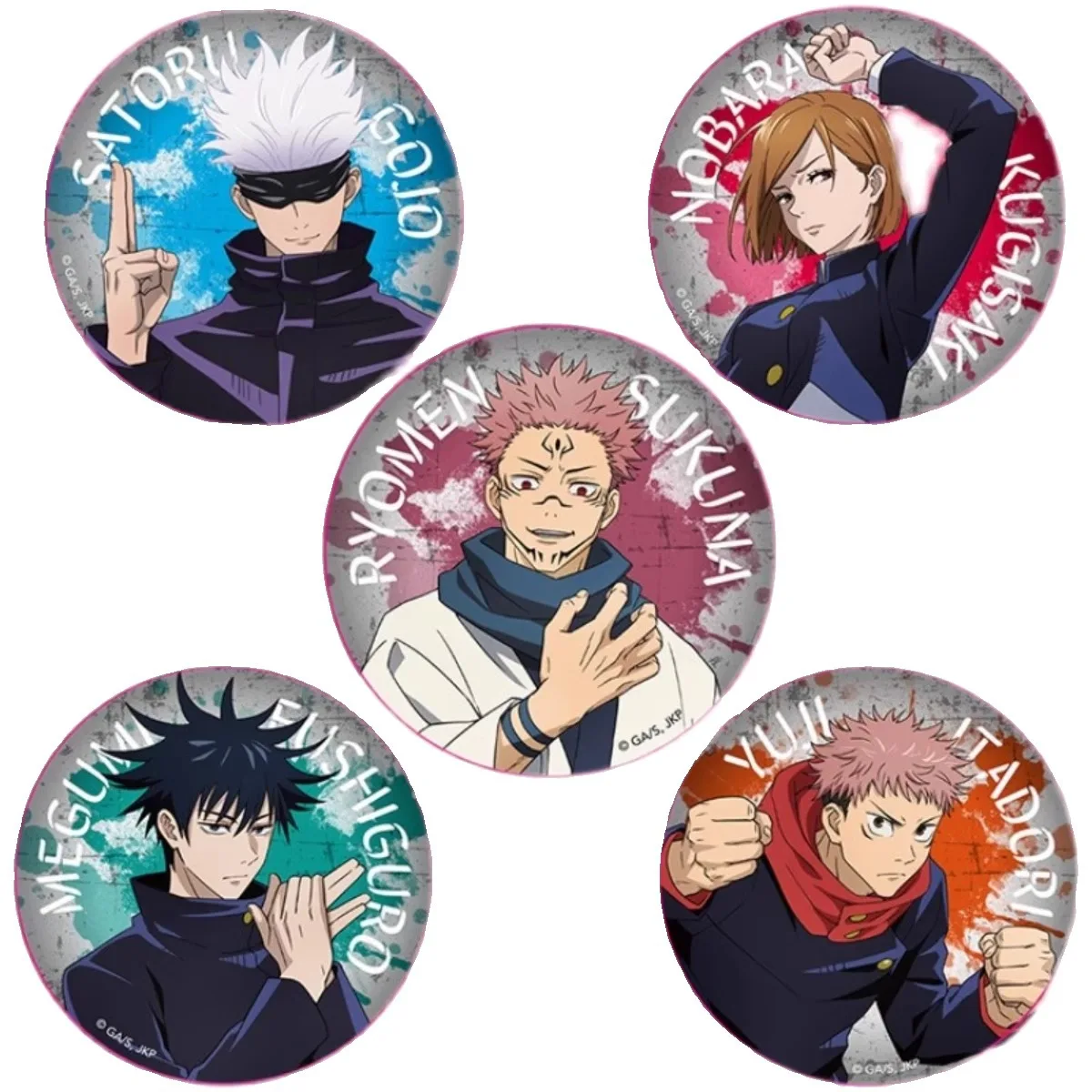 주술회전 배지 고죠 사토루 후시구로 메구미 이타도리 유지 스쿠나 더블 플래시 핀 애니메이션 굿즈 수집용 선물