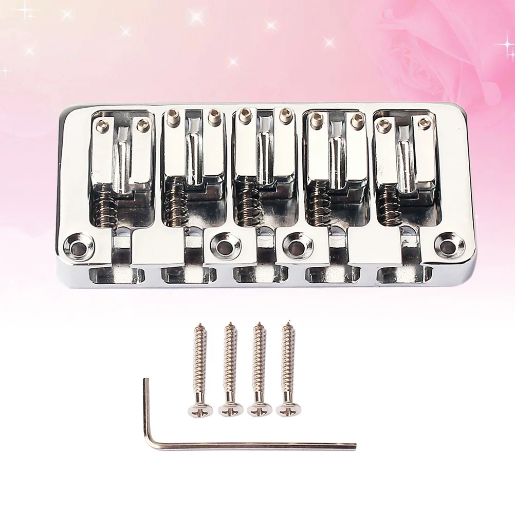 

Bass Bridge 5 String Fixed for Electric Bass Guitar Parts Accessories Height Adjustable Solid Metal Gold Black