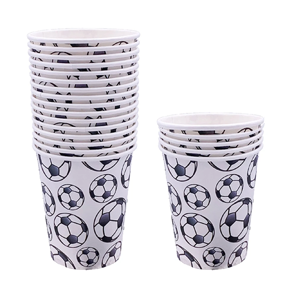 8/16/24/32/40pcs White Soccer Theme Disposable Paper Cups Kids Sport Football Birthday Party Baby Shower Decor Supplies