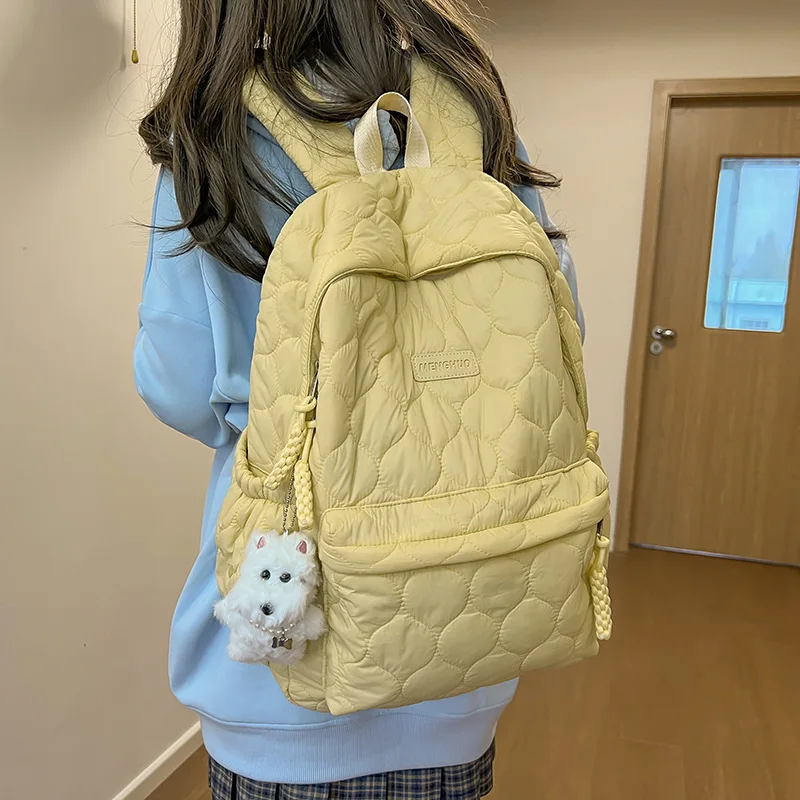 Down backpack for women 2024 new autumn and winter, school students, girls' backpack, high lightweight cotton jacket backpack