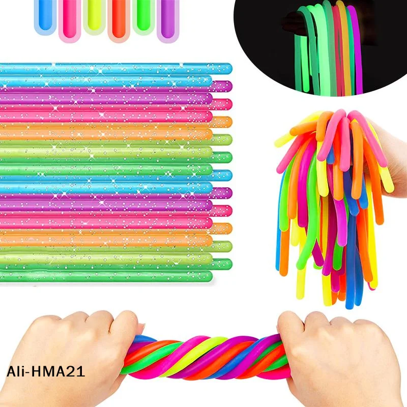 【H】 5 pièces de jouets sensoriels anti-stress en forme de nouilles élastiques simulées, cordes extensibles pour renforcer les bras