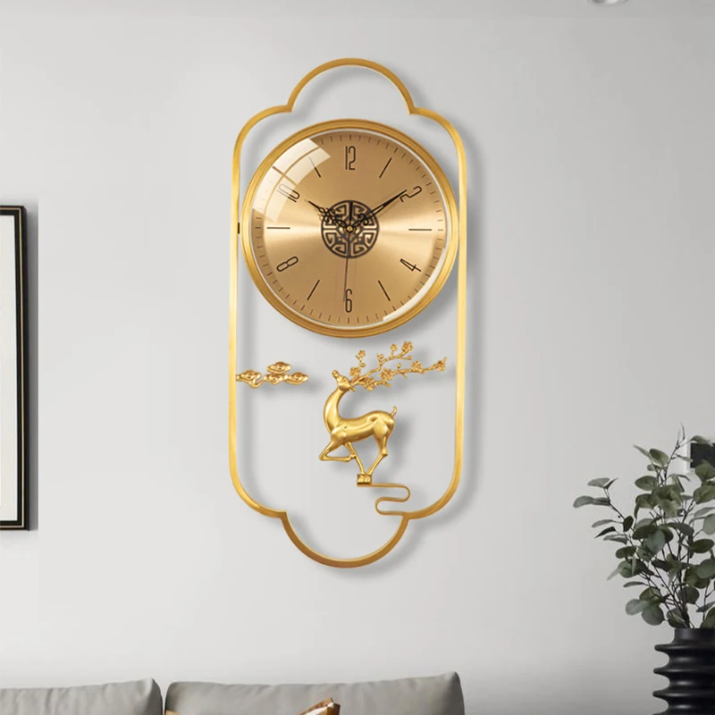 Large Wall Clock Backyard and Garden Decorations Luxury Brass Home Living Room Bedroom Design Nordic Interior Korean Style Decor