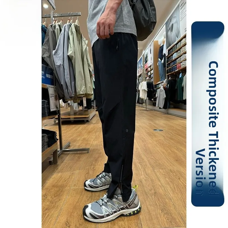 

Thiened Bla Work Pants for Men Outdoor Sports Casual Trousers Zipper Straight Leg Nylon Qui Dry Function Pants Street S...