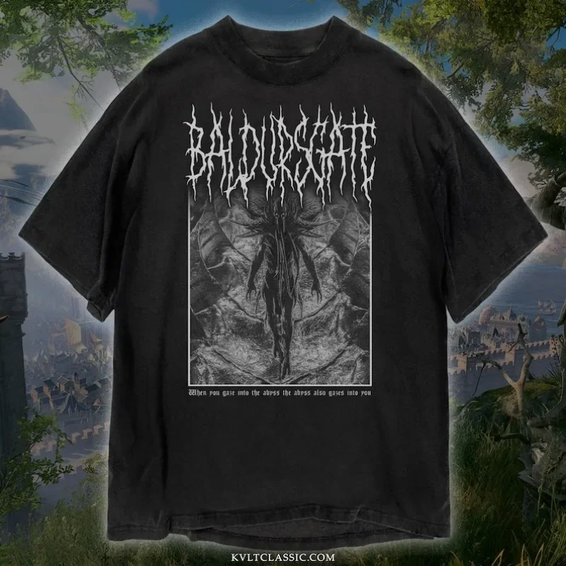 

2025 футболки Baldurs Gate 3 Футболка унисекс Black Metal Mindflayer Illithid Game Футболка