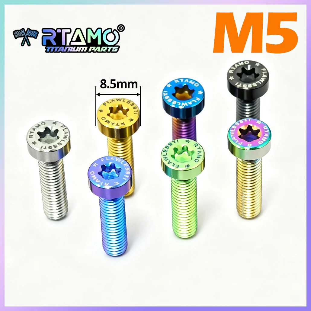 RTAMO Gr5 Titanium Bolts M5X10/12/15/18/20/25/30/35/40mm Motorcycle Screw Highstength Lightweight for Motorbike Car Modification