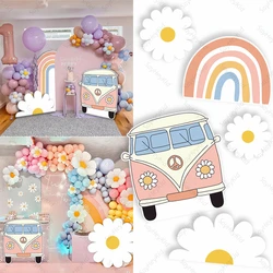 Boho Daisy Tema Backdrop, KT Board, Photo Props, Baby Shower, Birthday Party, Baby Shower, arco-íris Groovybaby, 12 