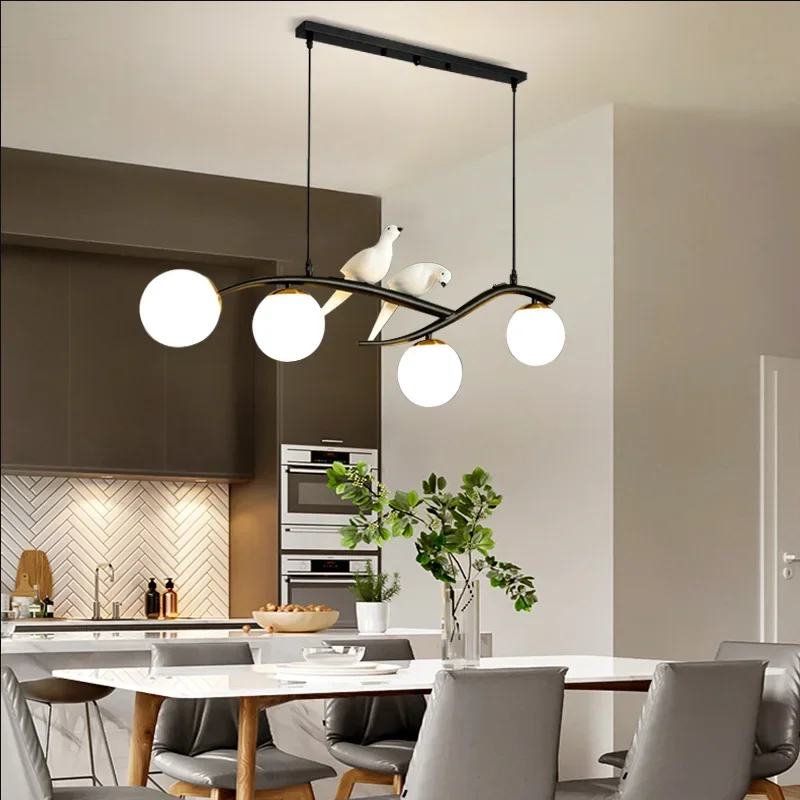 Nordic Modern Minimalist Iron Pendant Lamp Creative for Dining Room Bar Light Fixture Home Decoration 4 Heads