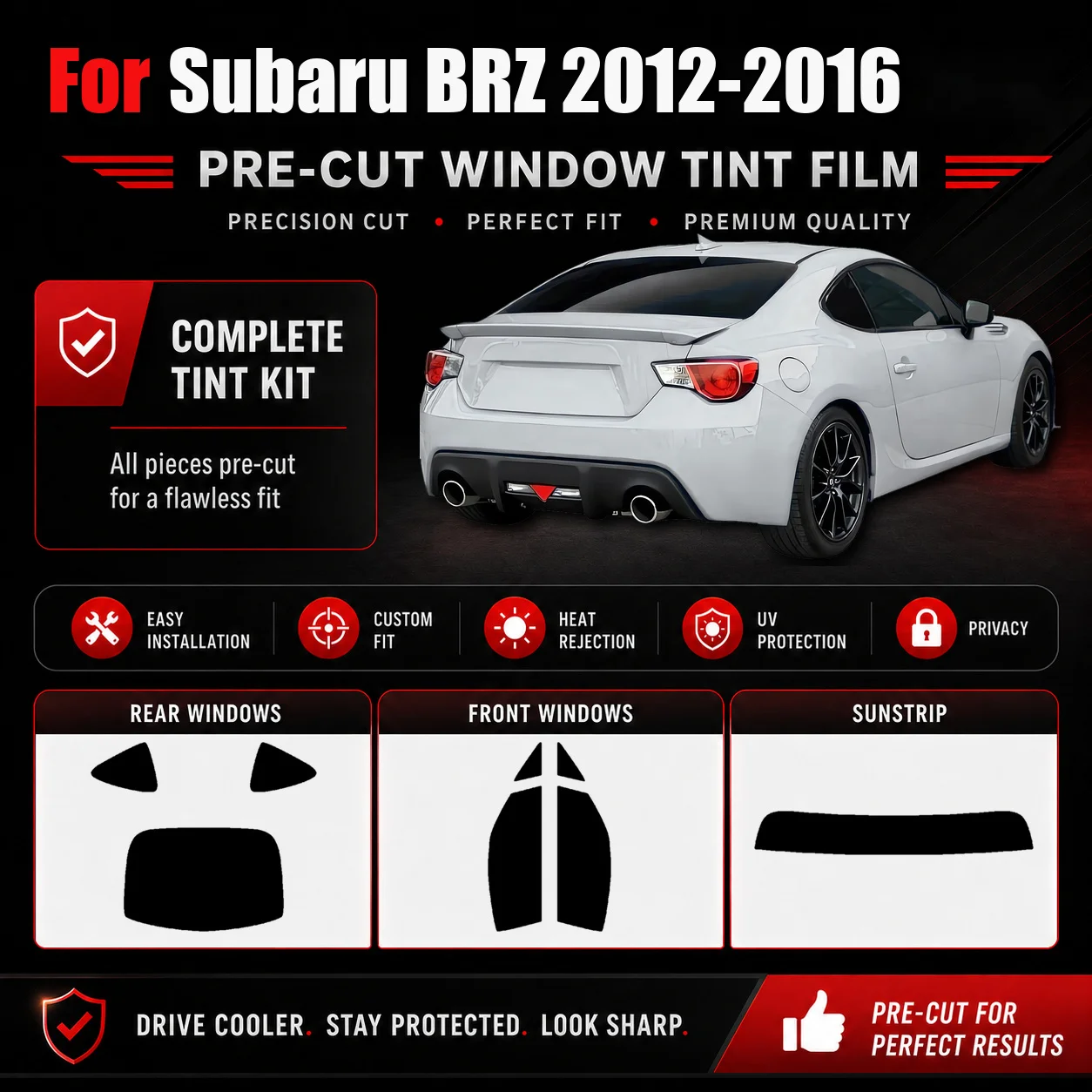 For Subaru BRZ 2012-2016 RAVOOY Precut Car Window Tint Film Heat Control Kit UV Block