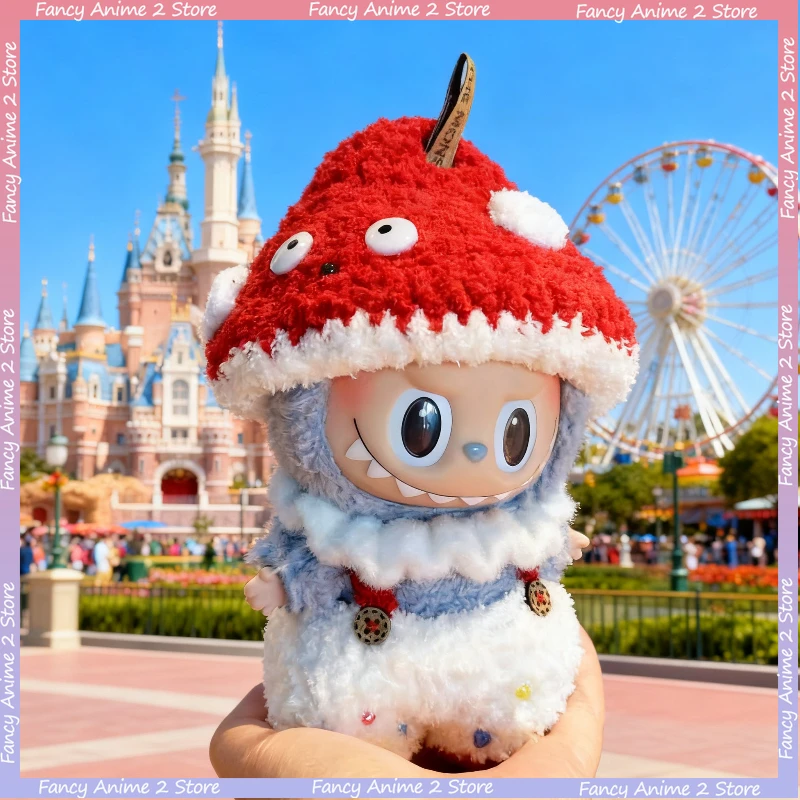 

Cute Small Red Mushroom Clothing Outfits for 17cm V1 V2 V3 Labubu Mini Plush Dolls Dress Up Handmade Fashion Dolls Accessories