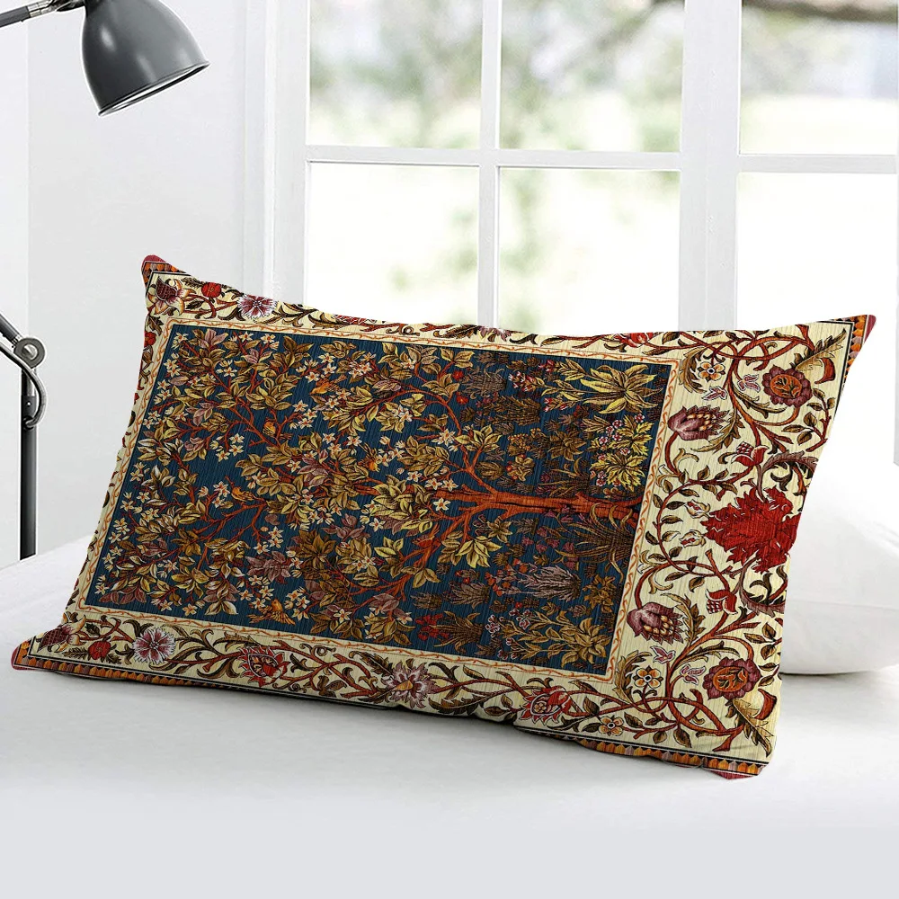 Luxury Both Sides Print Persian Style Plush Cushions Case 30X50/40X60CM Floral Print Lumbar Pillows Case Vintage Sofa Boho Decor