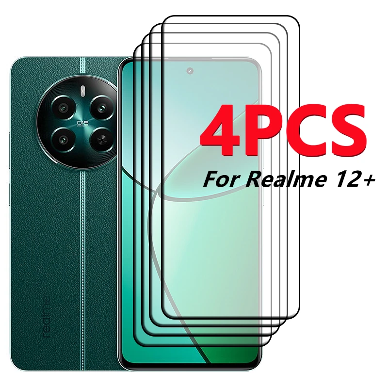 

2/4PCS Screen Protector For Realme 12 Plus Glass OPPO Realme 12 Plus Full Cover Glue Protective 9H Tempered Glass Realme 12 Plus