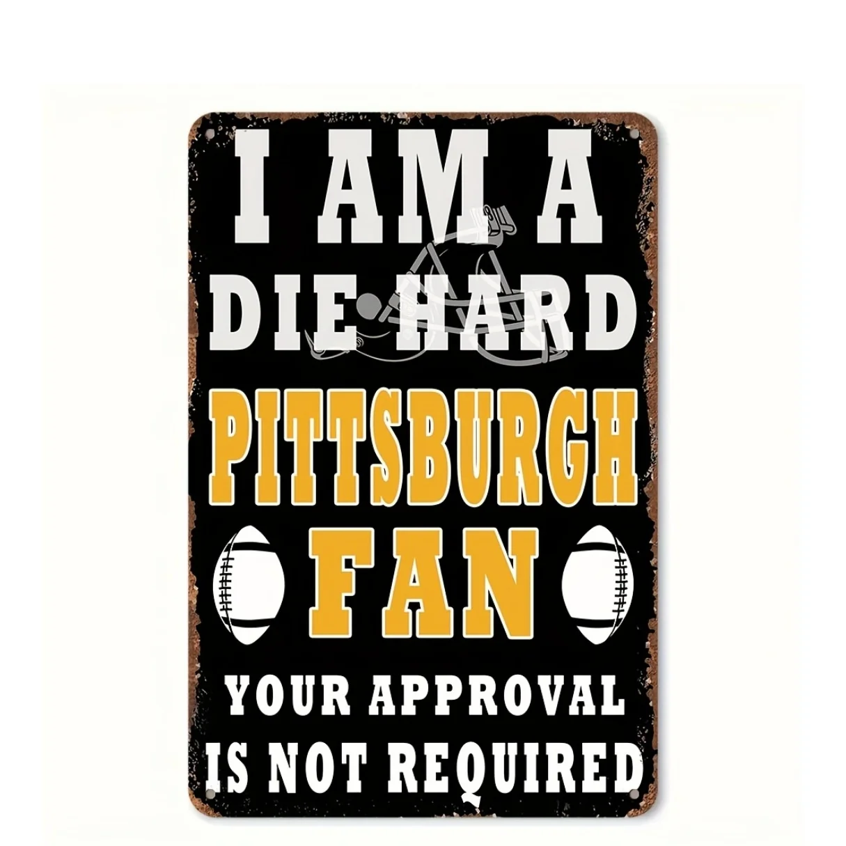 Vintage Pittsburgh Football Metal Sign 8x12 Inch, 2D Flat 1-Pack Retro Wall Decor for Home Bar Club Cafe Garage