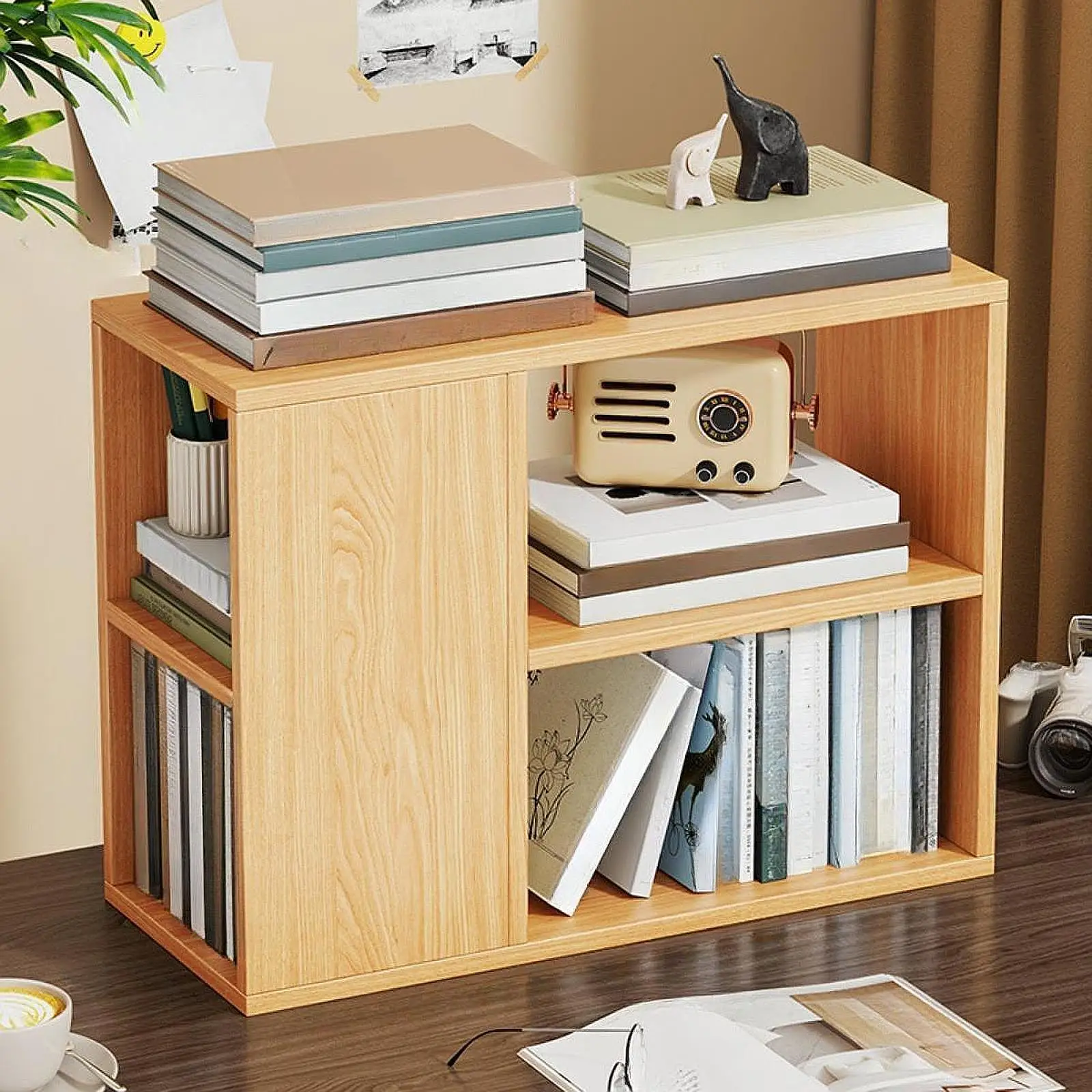 Organizer Rak Buku Kecil untuk Tempat Sastra Perlengkapan Kantor 2 Tingkat Rumah