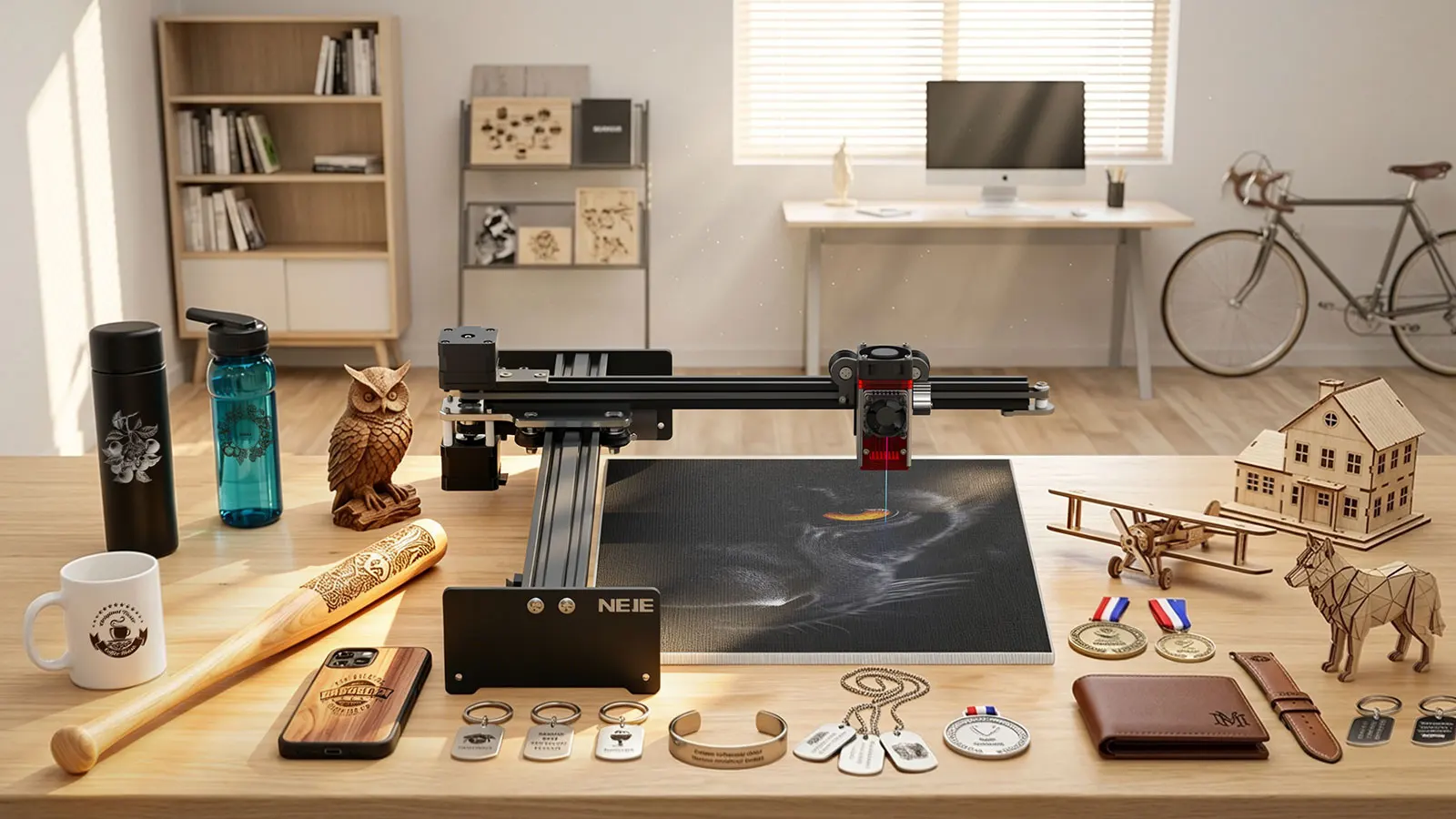 NEJE 5 PLUS A40640 Lasergravurmaschine Professionelle Desktop-CNC-App für Holz, Stahl, Leder DIY-Gravur und -Schneiden DIY-Werkzeuge – Detail 1