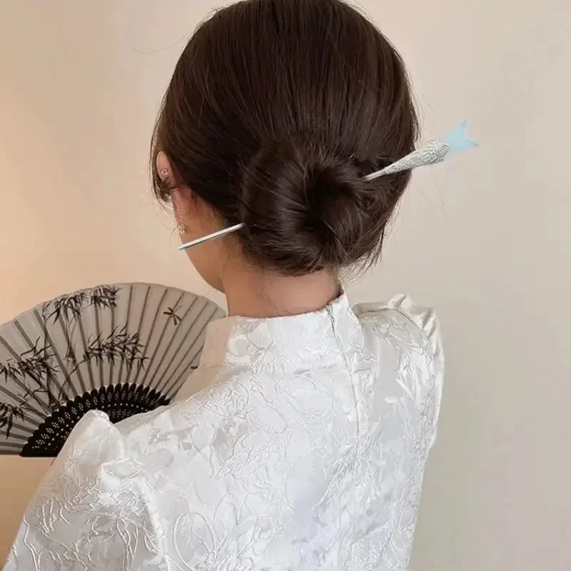 Estilo antigo Hairpin, Magnólia Flor, Tassel Temperamento, Cérebro Colher, Novo Estilo Nacional Chinês