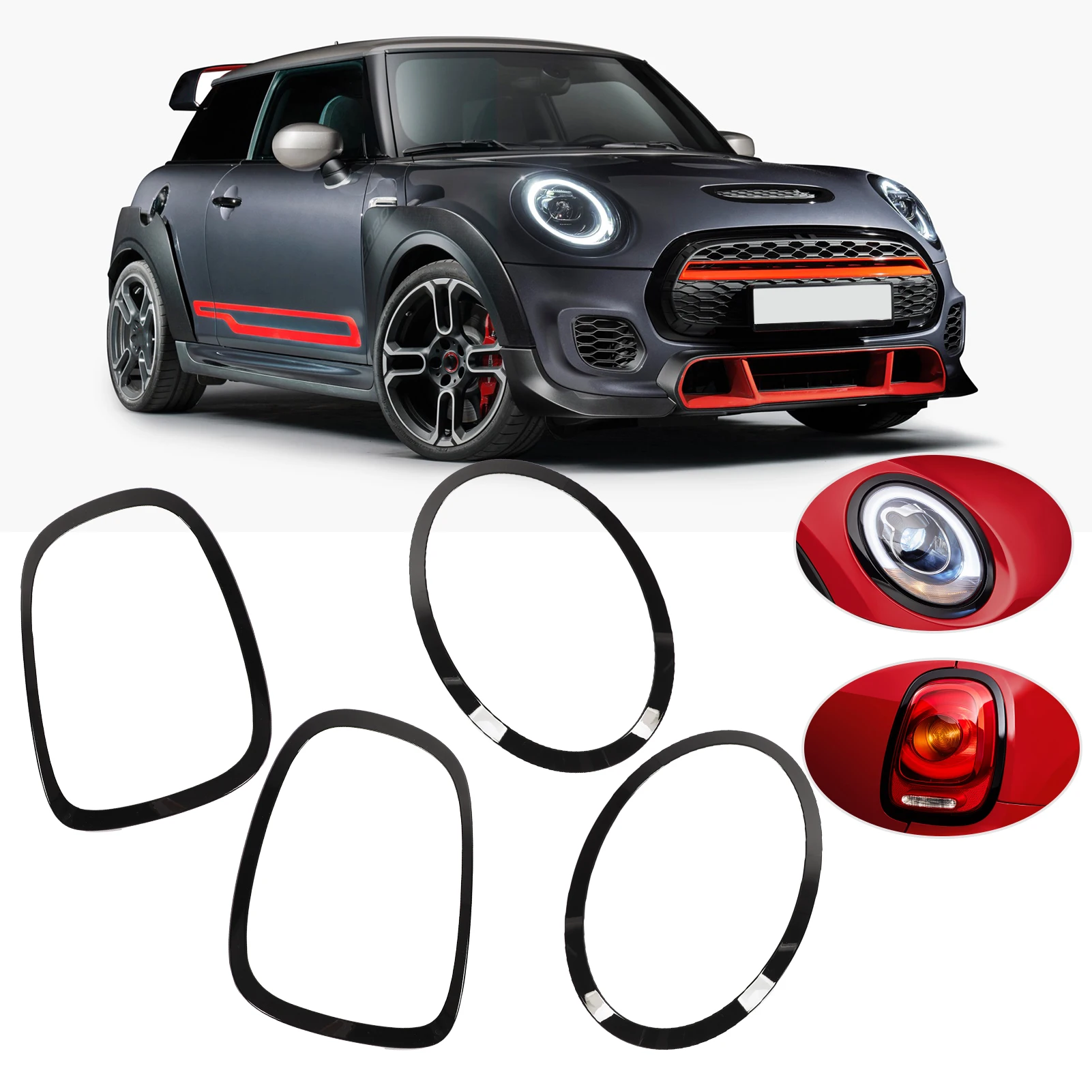 

Glossy Black Headlight Taillight Surround Cover Trims for F55 F56 F57 One Cooper S JCW 2014+ Automotive Exterior Accessories