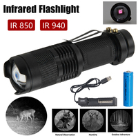 IR 850nm/940nm Infrared Flashlight Torch Hunting Radiation Night Vision light Zoomable Tactical Flashlight Torch Waterproof Lamp