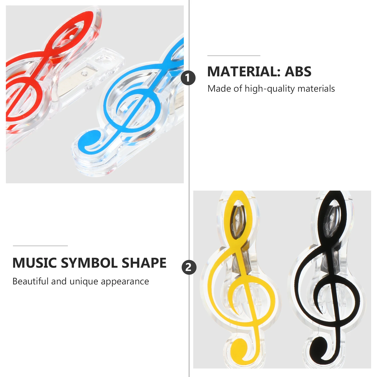 

10pcs Music Note Clip Premium ABS Material Firm Page Holder Smooth Surface Piano Score Book Stationery Plastic