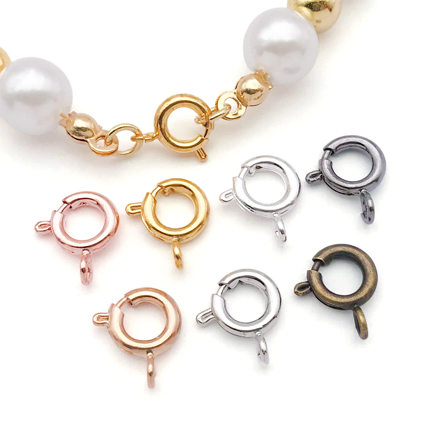 20 قطعة معدنية مستديرة مخلب خطاف بنابض المشبك مشبك قفل موصلات ل سوار ذاتي الصنع قلادة صنع المجوهرات الملحقات #4