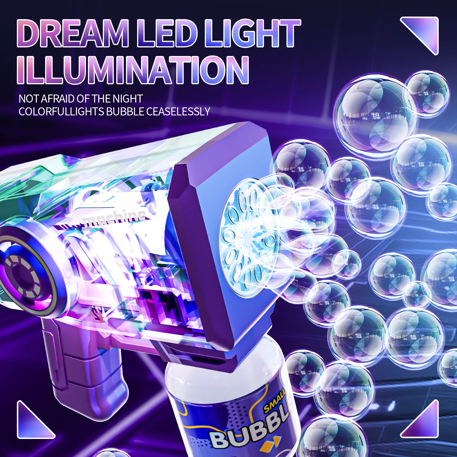 Pistola de burbujas de juguete con luces LED, máquina automática de burbujas, varitas de burbujas, Blaster mecánico, fiesta al aire libre para niños
