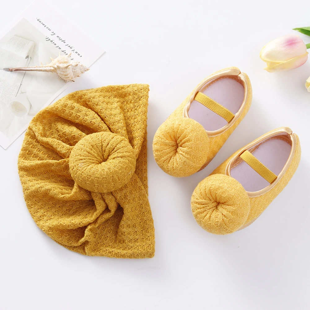 

Toddler Baby First Walkers 0-12M Soft Sole Non-Slip Crib Shoes For Girls Newborn Princess Wedding Shoes With Hat Everything