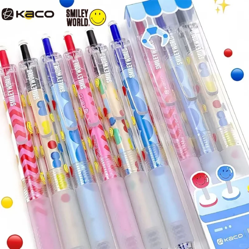 

KACO JUMBO Colored Gel Pen Set SMILEYWORLD 1800M Dual Ball ST Tip Smooth Writing Quick-Dry Ink Pens School Exam Office Supplies