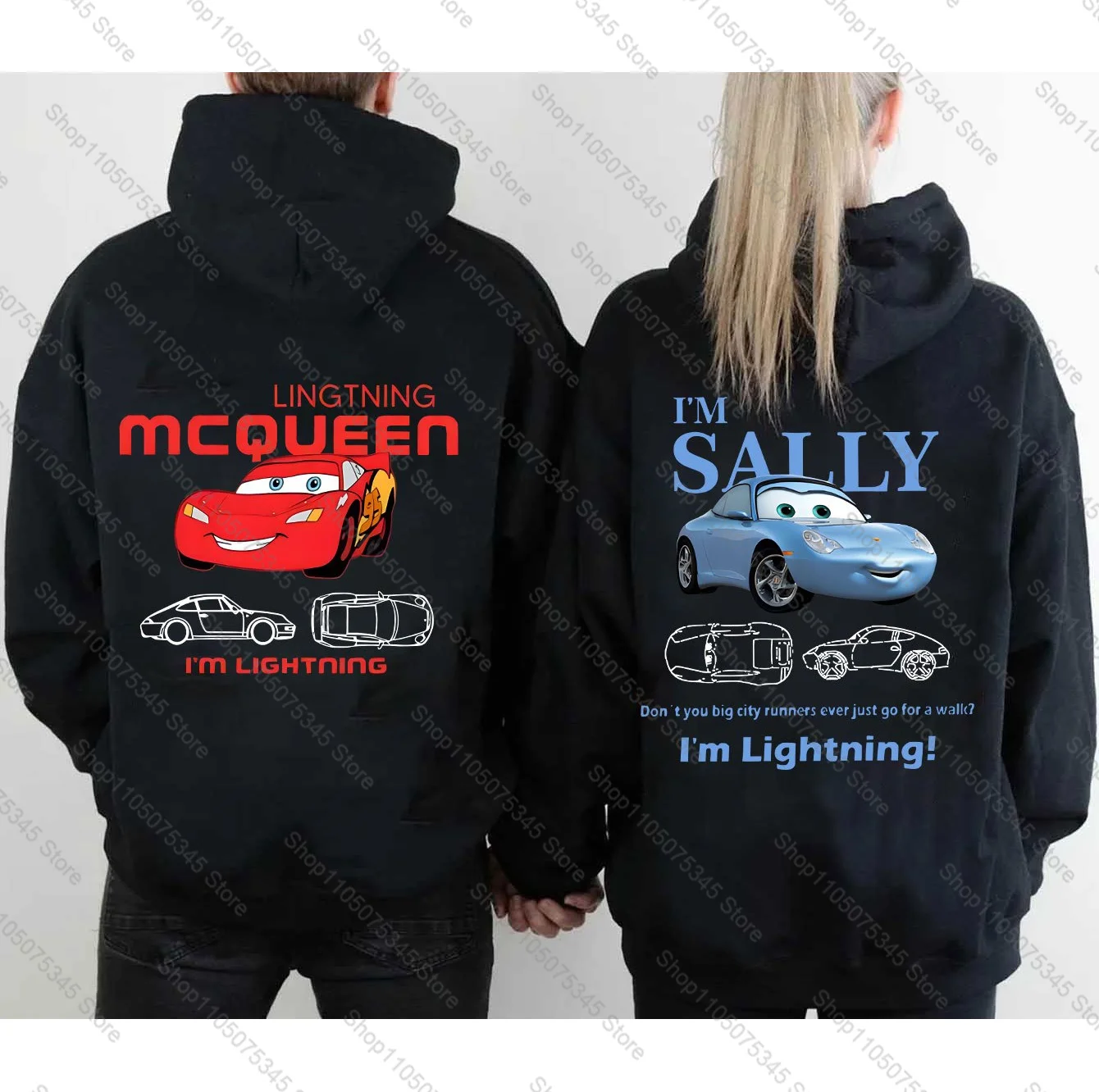 2026 البرق ماكوين وسالي طباعة الأزواج سترات قطنية عالية الجودة للرجال النساء الخريف الشتاء طويلة الأكمام البلوز المتضخم القمم #2