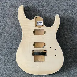 AB985 Unfinished Electric Guitar Body Natural Flamed Maple Floyd Rose Style with Damages for DIY Replace Special Sales