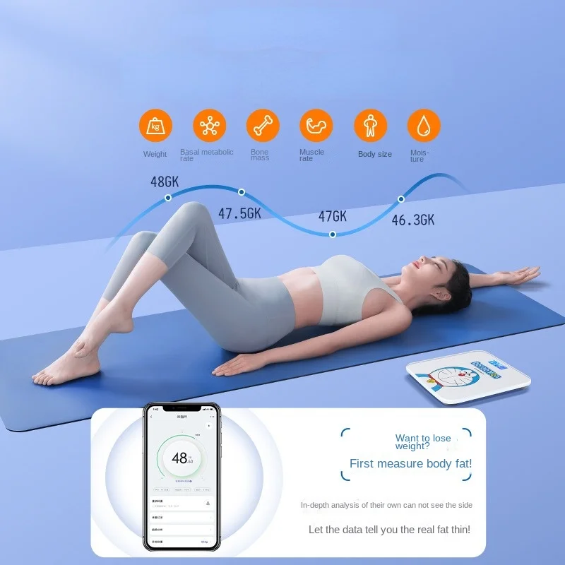 مقياس وزن ذكي كرتوني عبقور ، USB قابل لإعادة الشحن ، بضائع منزلية ، دهون جسم دقيقة للغاية ، هدايا