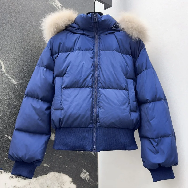 سترة نسائية سفلية 2025 شتاء جديد بسحاب معطف سميك دافئ بقصة ضيقة معطف سميك قابل للفصل بياقة من فرو الثعلب معاطف سفلية y2k معاطف منتفخة بقلنسوة #1