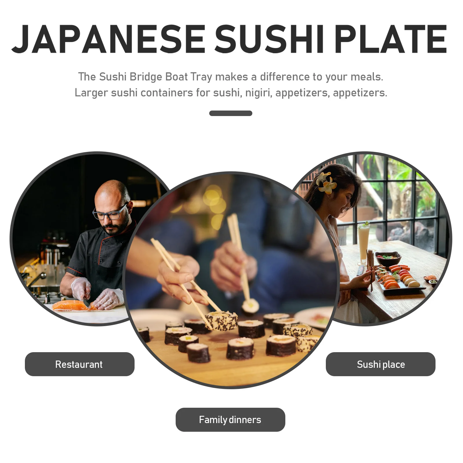 

Sushi Bridge Ship Sashimi Platter Natural Wood Material Safe Decorative Sushi Tableware Creative Dish Appetizer Dish Party