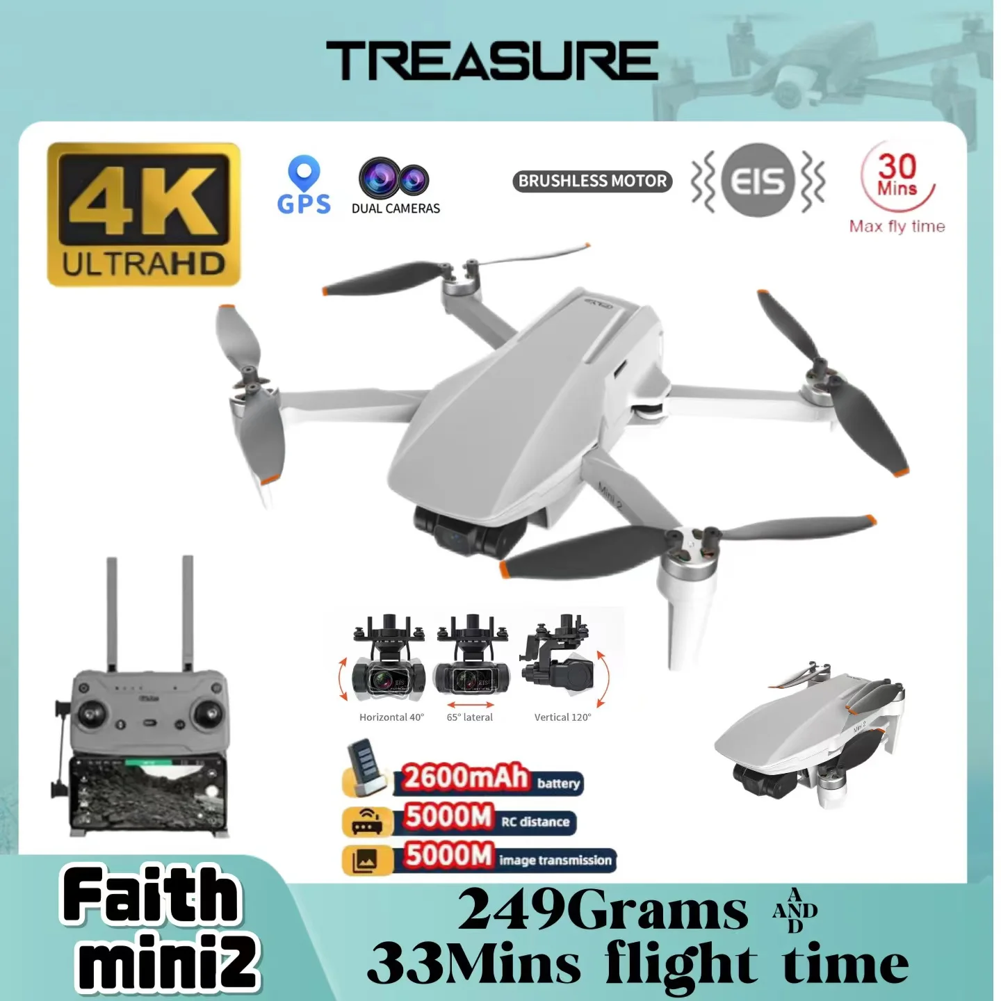 C-fly Faith Mini 2 4K Professional Drone HD Camera 249 Grams 3-Axis Gimbal Foldable Quadcopter Brushless Motor RC Dron