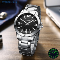 CRRJU Men Luxury Watches Stainless Steel Quartz Wrsitwatches Male Auto Date Clock with Luminous Hands relogio masculino