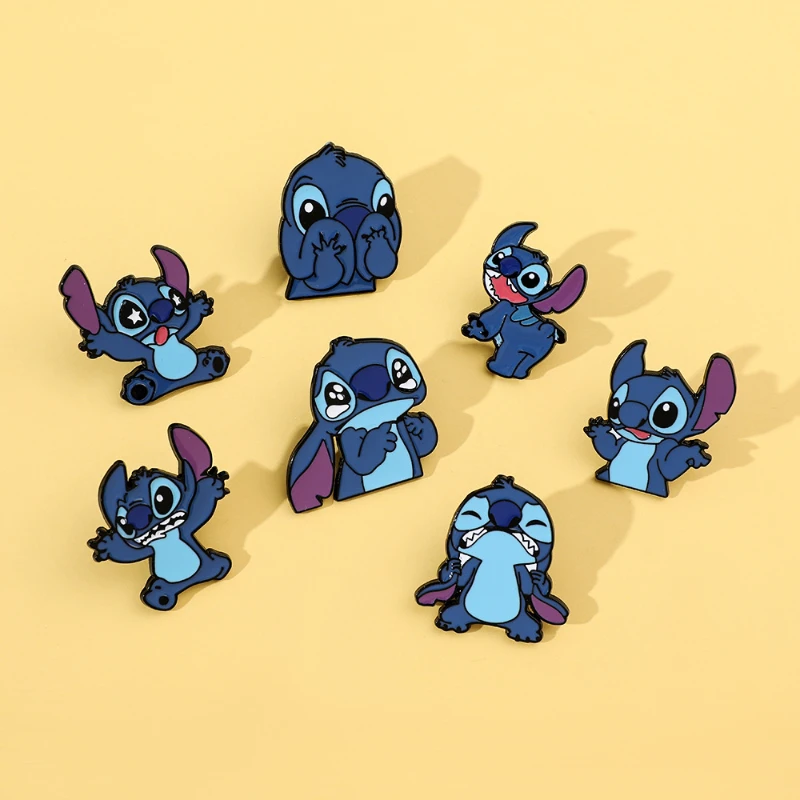 

New Disney Lilo&Stitch Cartoon Cute Brooch Icon Badge for Bags Denim Collar Lapel Pin Jewelry Anime Figure Kids Birthdays Gifts