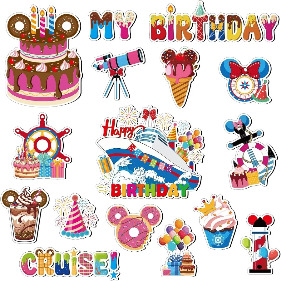 

16 шт., украшения для круизной двери на день рождения, магнитная милая мышь, забавные многоразовые магниты для корабля, кабины, аксессуары для торта, Stateroom Magneti