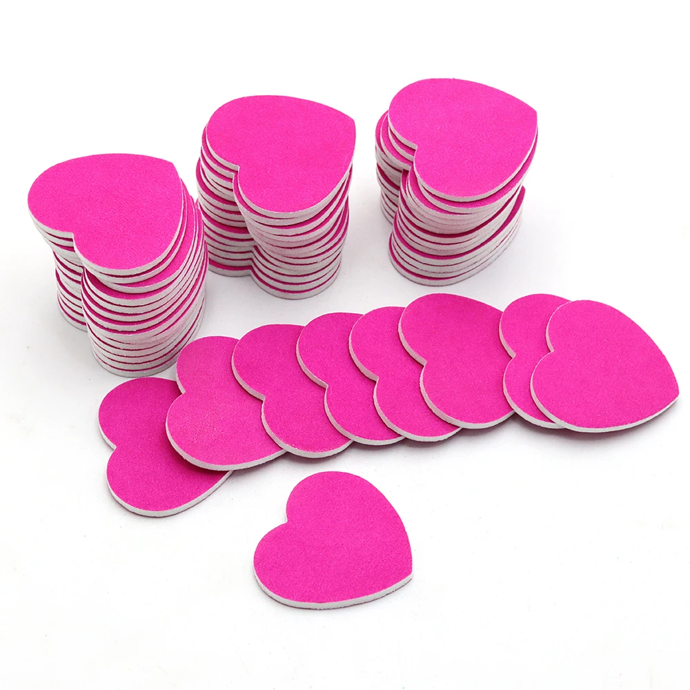 

50pcs/Lot Sandpaper Nail Files Professional Nails Buffer 180/180 Limas Manicura Block Rose Heart Gel Polishing Sanding Pedicure