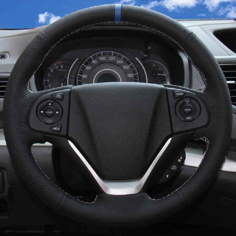 Protector para volante de coche personalizado, cuero de microfibra para Honda CRV 2012 2013 2014 2012-2014, accesorio trenzado para volante de coche