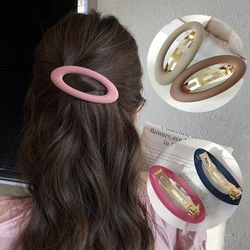 Fashion Solid Color Frosted Spring Clip Korean Style Simple Geometric Frosted Hairpin for Women Girls Makeup Wash Face Hairclip